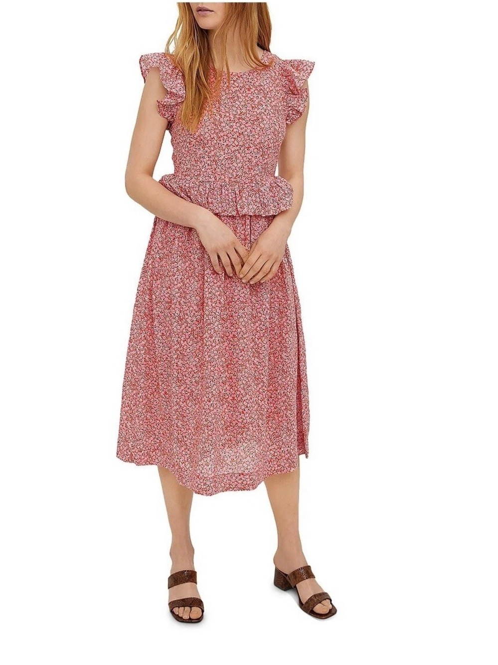 Moda Pink Floral Midi Dress Open Back
